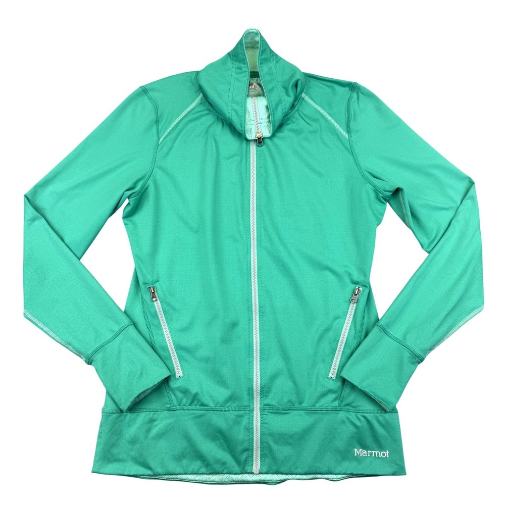 Marmot Jacket Womens Medium Green‎ Softshell Full Zip Lightweight Running Hiking